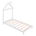 thumbnail image 5 of Twin Size Wood Platform Bed with House-shaped Headboard, White, 5 of 11