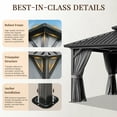 thumbnail image 3 of JolyDale 12' x 12' Outdoor Hardtop Gazebo, Galvanized Double Roof Canopy Gazebo,Aluminum Frame Permanent Pavilion with Mosquito Net and Privacy Curtain for Garden, Patio, Gray, 3 of 8