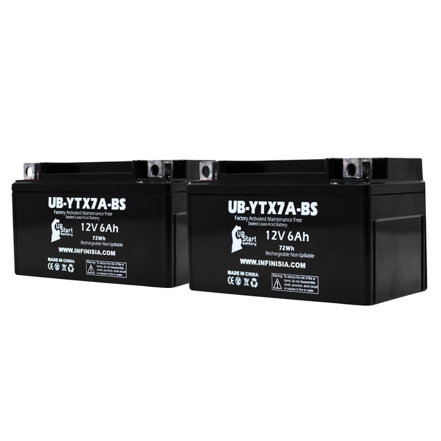 2-Pack UpStart Battery UB-YTX7A-BS Replacement for Craftsman R110 Riding Mower 12V 6AH - Sealed Lead Acid AGM SLA Maintenance Fee