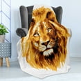 thumbnail image 4 of Safari Soft Flannel Fleece Throw Blanket, Illustration of the Lion King Biggest Cat in Africa Animal in Tropics Artwork, Cozy Plush for Indoor and Outdoor Use, 70" x 90", Orange White, by Ambesonne, 4 of 5