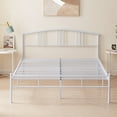thumbnail image 5 of VECELO Queen Size Bed Frame with Arched Headboard, Metal Platform Bed Frame with Underbed Storage Space, Heavy Duty Slats, No Box Spring Needed, Easy Assembly, White, 5 of 7