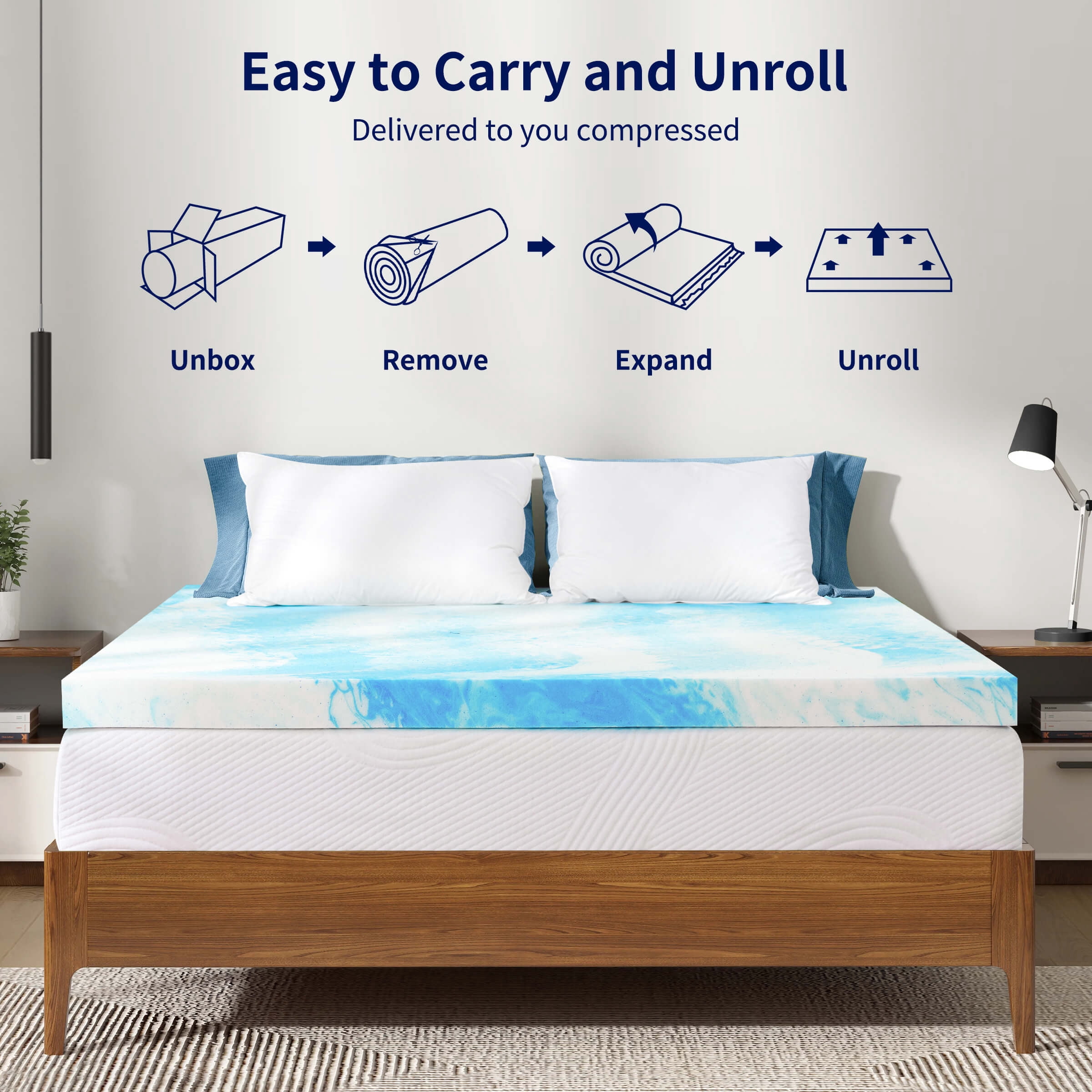 Subrtex Twin Memory Foam Pad in a Box Wave Pattern Mattress Topper