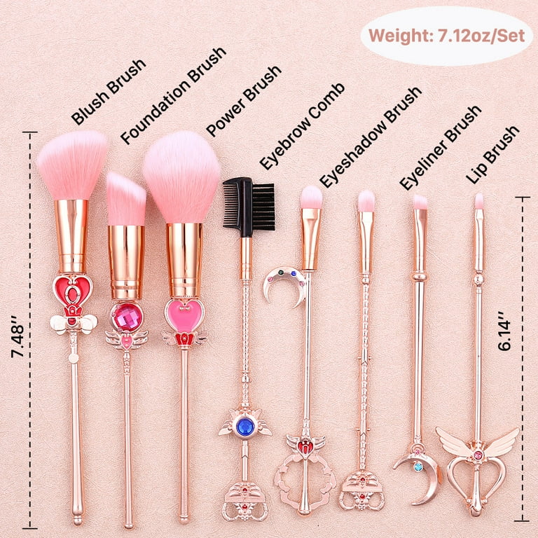 Crystal Wand 10 Pieces Brush Set, Magical Girl Makeup Brushes, Pink Brush  Set, Fairy Brush Set, Diamond Make Brushes 