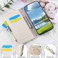 thumbnail image 5 of Decase PU Leather Wallet Case Compatible with iPhone 11 with Card Slots and Zipper Pocket, Shockproof Flip Cover with Kickstand, Magnetic Closure, Wrist and Shoulder Strap, Slim Back Cover,Beige, 5 of 9