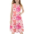thumbnail image 6 of AUNVITO Girls Sleeveless Floral Print Tank Dress Simple Design Casual Summer Bohemian Style, 6 of 7