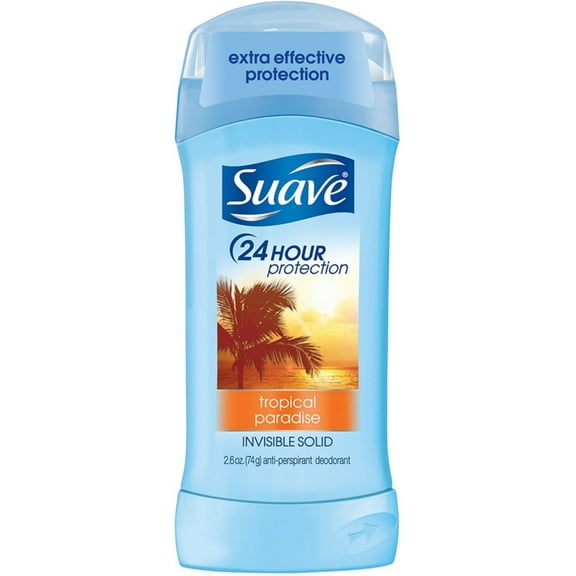 Suave 24 Hour Protection Invisible Solid Anti-Perspirant Deodorant, Tropical Paradise 2.60 oz (Pack of 3)