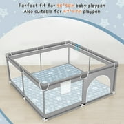 Foldable Baby Play Mat 50in*50in, HDJ Baby Mat for Floor Playpen, Portable Crawling Mat for Babies Toddlers Infants, Blue
