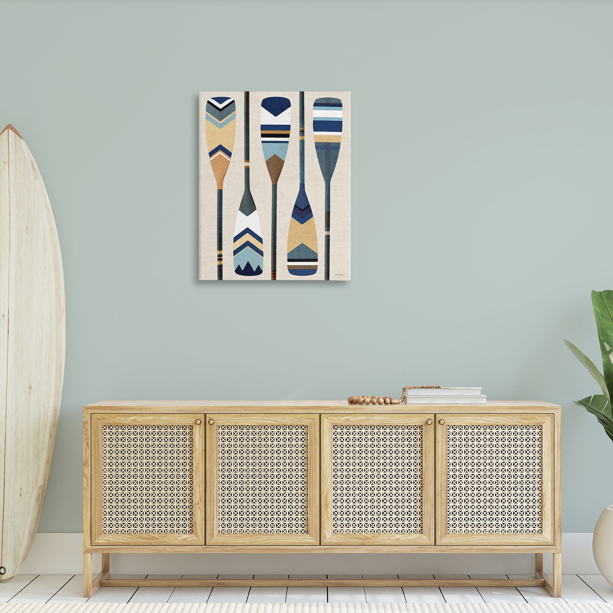 Stupell Industries Nautical Boat Oars Nature Painting Gallery Wrapped Canvas Art Print Wall Art, 30 x 40