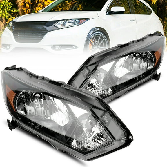 CCIYU Headlights Assembly For Honda HR-V 2016-2018 With Protective Coating Black Housing Amber Reflector Clear Lens