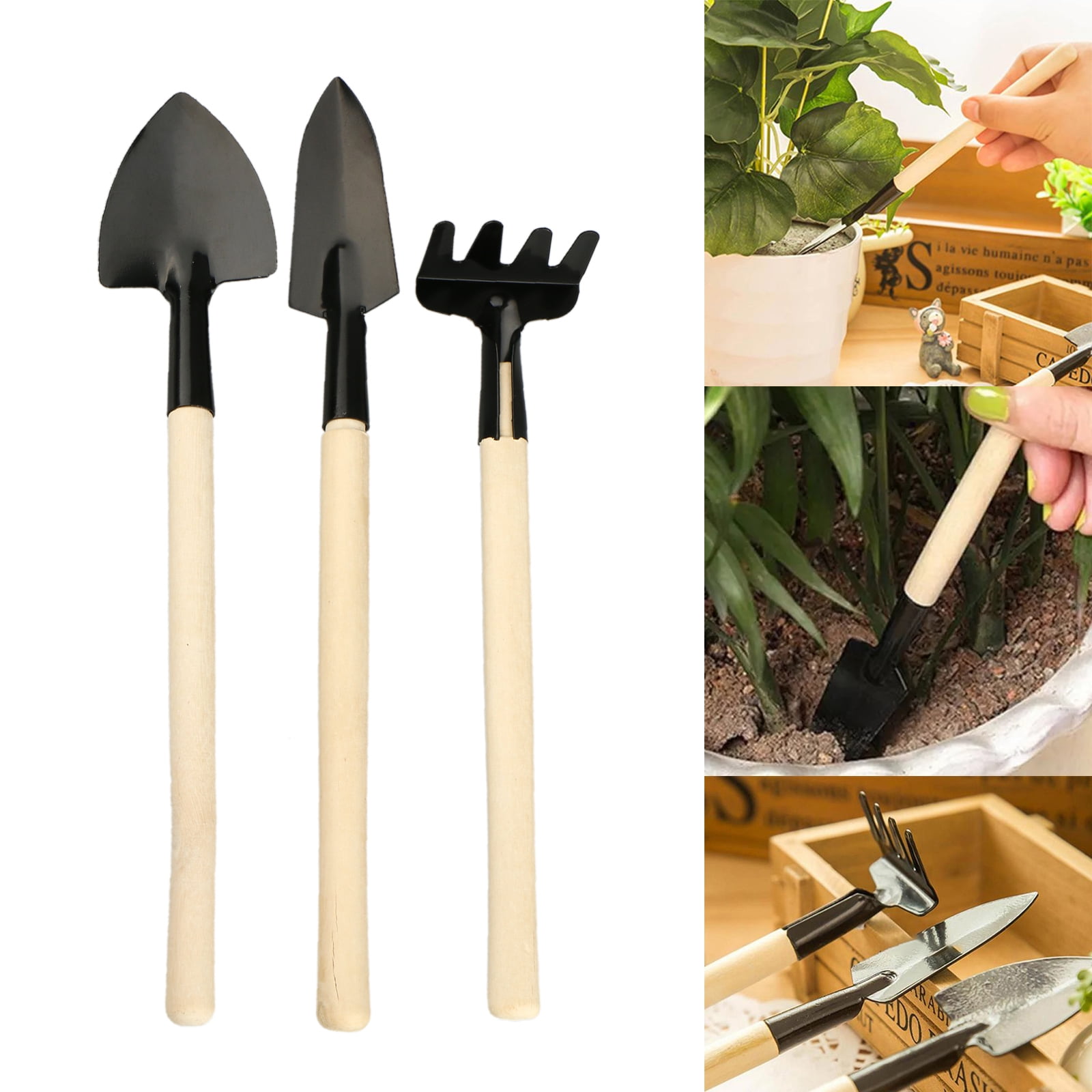 Herbs Terrariums and Planting Succulents Bonsai 8.9 x 1.1 inch Garden Gifts for Men Women Metal Shovel with Wooden Handle Small Transplant Hand Tool for Seedlings Mini Shovel Garden Tool