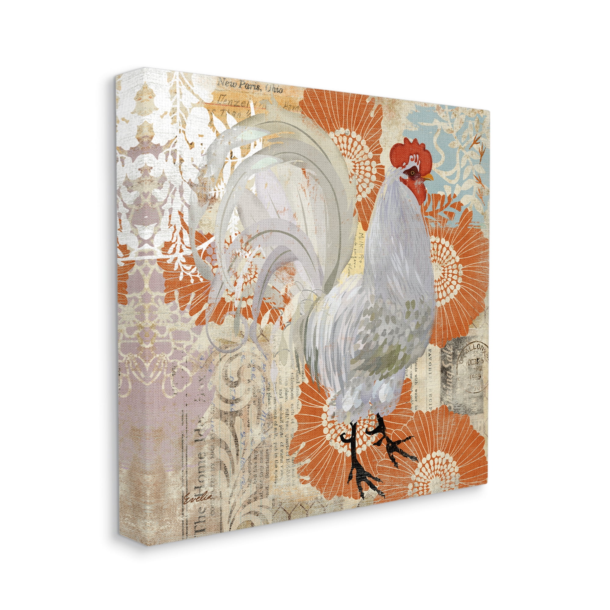 Stupell Floral Chicken Kitchen Collage Animals & Insects Painting Gallery Wrapped Canvas Print Wall Art