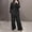 Black, variant on NMMUED Linen 2 Piece Set for Women's Linen 2 Piece Set Casual Button Front Tunic Top and Wide Leg Pants Lounge Outfit Relaxed Lounge Sets Women Black L