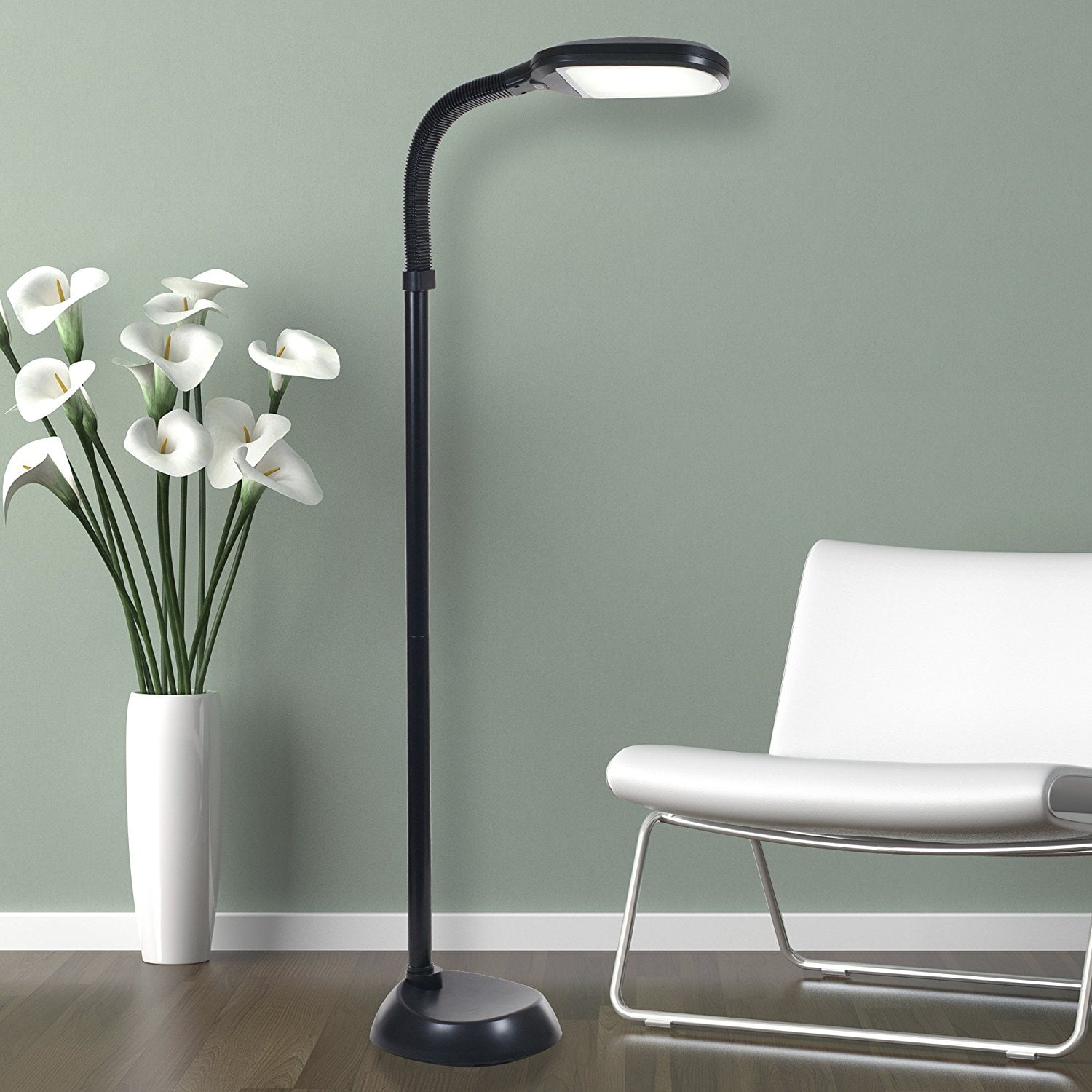LED Natural Full Spectrum Sunlight Therapy Reading Floor Lamp with Dimmer Switch by Lavish Home (Black) LED Natural Full Spectrum Sunlight Therapy Reading Floor Lamp with Dimmer Switch by Lavish Home (Black)