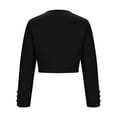 thumbnail image 5 of hotojiny Women's Cropped Jacket Lightweight Slim Fit Long Sleeve Coat Trendy Pleated Work Office Business Jacket with Button, 5 of 7