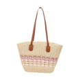 thumbnail image 3 of Bolso tote ligero de verano, bolsa de compras tejida para la playa, ideal para viajes y fiestas. Rosa beige, 3 of 9