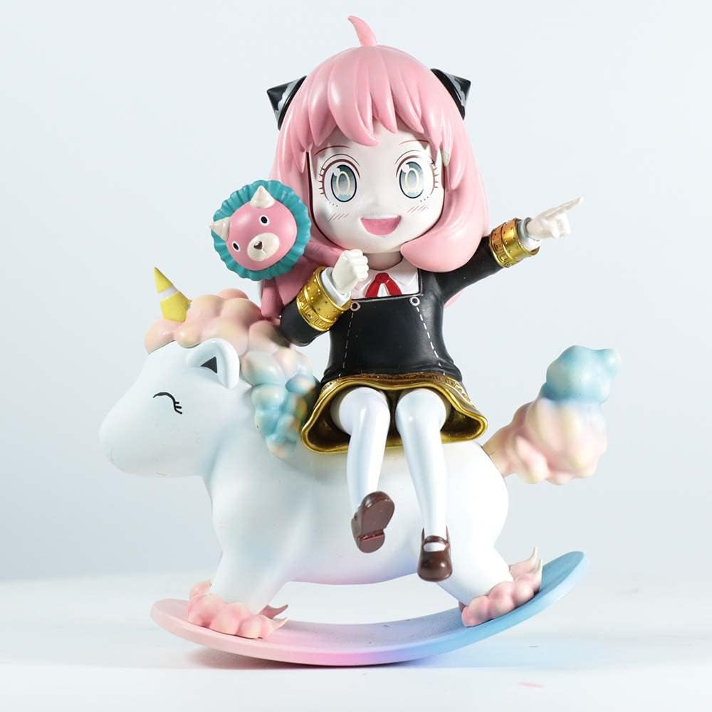 Newly Anya Figure Replacement Head Wooden Horse Anya Forger Action Figures 15cm/5.9inch Handmade PVC Anime Model Statue Collectible Craft Gift