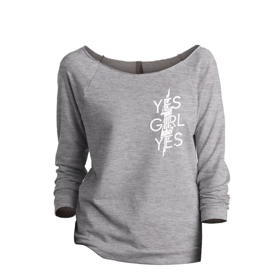 Yes Girl Yes Women's Fashion Slouchy 3/4 Sleeves Raglan Sweatshirt Sport Grey Small