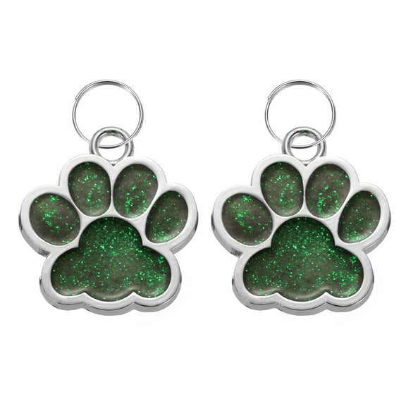 Uxcell 2 Set Pet ID Tags Cute Paw Shape, 38x38mm Metal Personalized Engraving Up to 5 Lines for Pet Dog ID Tags (Green)