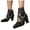 Black, variant on Women Sequin Dress Ankle Boots Floral Heel Formal Prom Slip on Heeled Shoes(Black,6.5)
