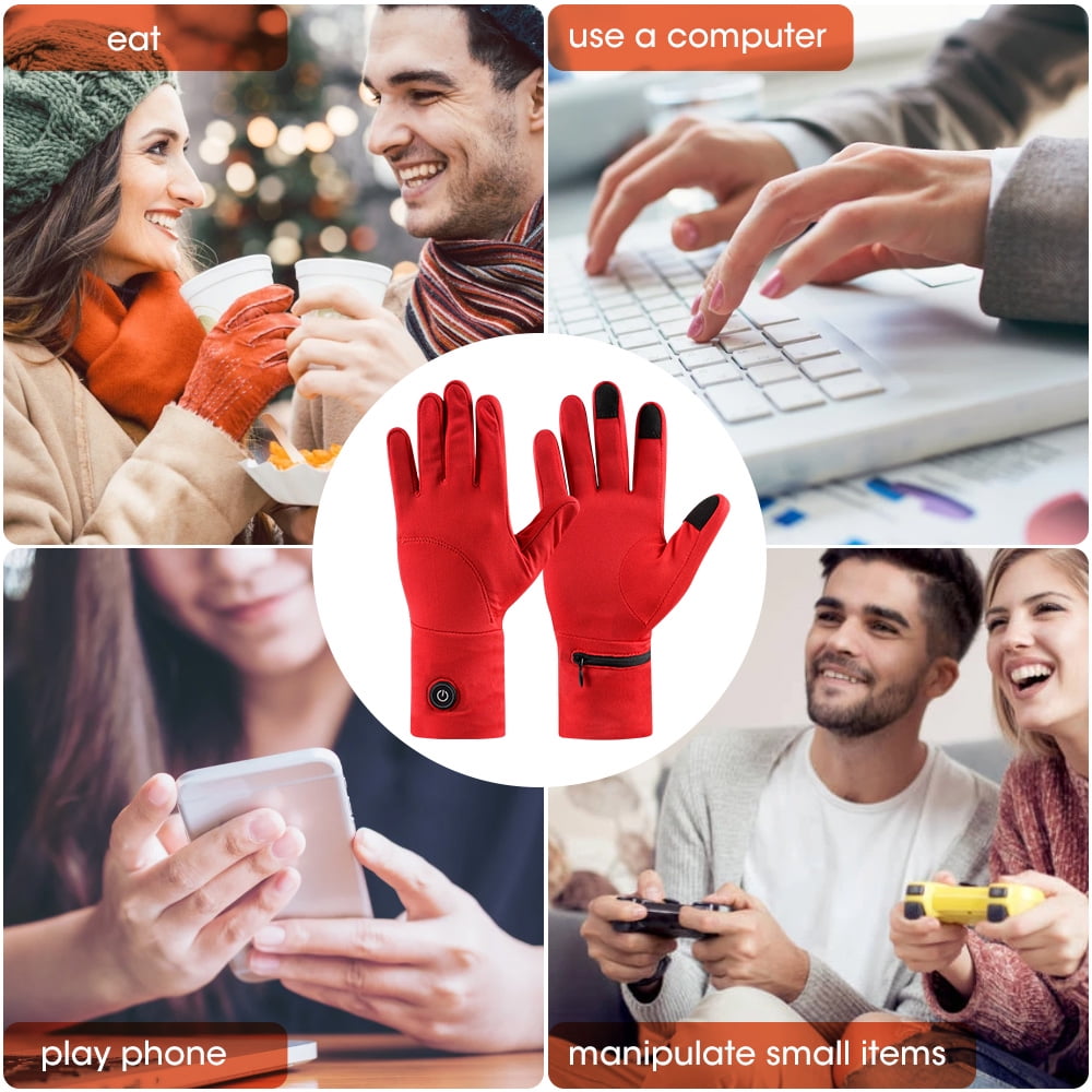 Snow deer Unisex Heated Glove Liners Rechargeable Battery Electric Heated Gloves Winter Warm Glove Liners for Arthritis Raynaud Thin Gloves Riding Ski Snowboarding Hiking Cycling Hand Warmers