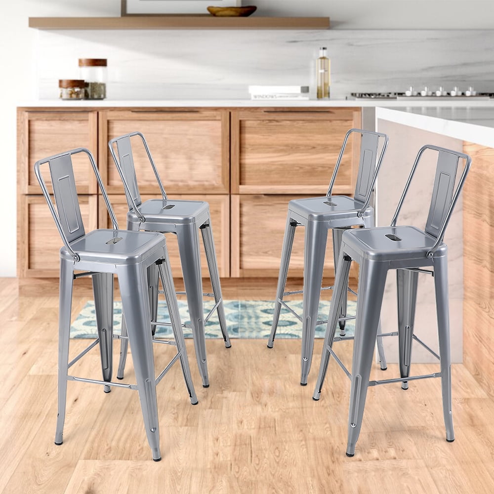 MF Studio 4PCS Metal Bar Stools 30 Inches Counter Chairs Sets with