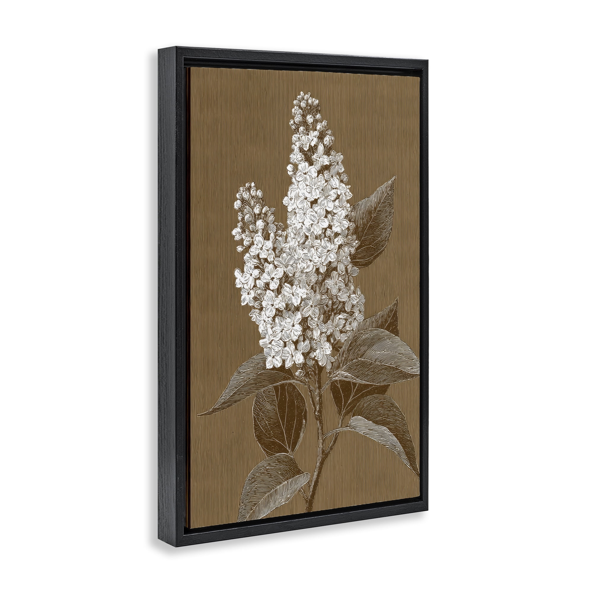 Stupell Industries Vintage Striped Lilac Study Black Framed Floater Canvas Wall Art, design by Petal Prints Design