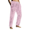 thumbnail image 3 of Hearthz Mens Flannel Pajama Pants Pink Winter Thick Thermal Drawstring Lounge Pants Sleep Bottoms Elastic Waisted Mens Sleep Pants with Pocket, 3 of 10