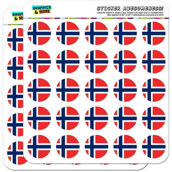Norway National Country Flag 50 1" Planner Calendar Scrapbooking Crafting Stickers