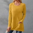 thumbnail image 2 of Baberdicy Women's T-Shirts Womens Long Sleeve Sweatshirts Color Block Crewneck Sweaters Tunic Tops Womens Tops Yellow, 2 of 4