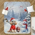 thumbnail image 4 of Hello Winter Poodle Football Snowman Welcome Snowy Morning Cozy Sherpa Blanket Poodles Dog Lover Gifts Idea Warm Soft Throw Blanket - 01012, 4 of 5