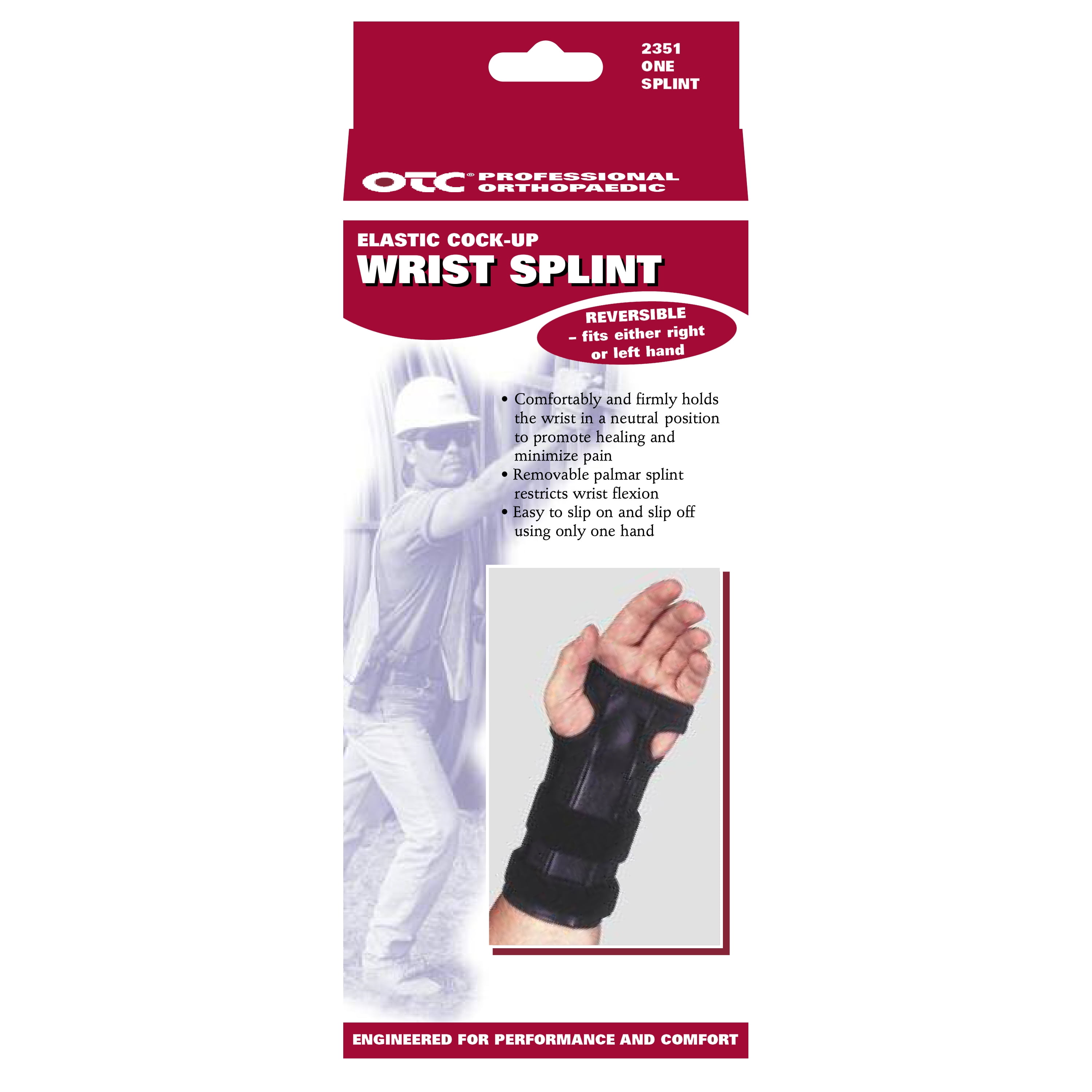 OTC Cock-Up Wrist Splint - Reversible, Black, Medium