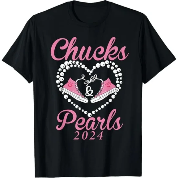 Chucks And Pearls Political Statement Graphic Design Unisex T-Shirt, up to Size 5XL