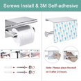 thumbnail image 2 of Toilet Roll Holder Wall Mounted, Brushed Stainless Steel No Drill Tissue Roll Holder Bathroom Accessories(Silver), 2 of 4