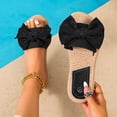 thumbnail image 5 of Samdudou Espadrille Sandals Open Toe Bow Knot Flat Slide Jute Rope Sole Summer Vacation Beach Ladies Casual Style Footwear Outdoor Daily Wear Lightweight Walking Modern Trendy Design, 5 of 6