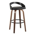 thumbnail image 4 of Grotto 30" Fixed-Height Bar Stool, Bar Chairs, Swivel Bar Stools, Bar Stools Set of 2 (Black Faux Leather, Black Wood Back), 4 of 6
