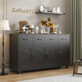 thumbnail image 2 of HAUXITIO Farmhouse Buffet Cabinet with 4 Barn Doors & 3 Drawers,Coffee Bar Sideboard for Kitchen & Dining Room,Black+Brown, 2 of 8