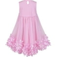 thumbnail image 3 of Vestido de Niña Rosa Flores 3D sin Mangas Cintura Alta Conjunto de Bolso 10 Años, 3 of 6
