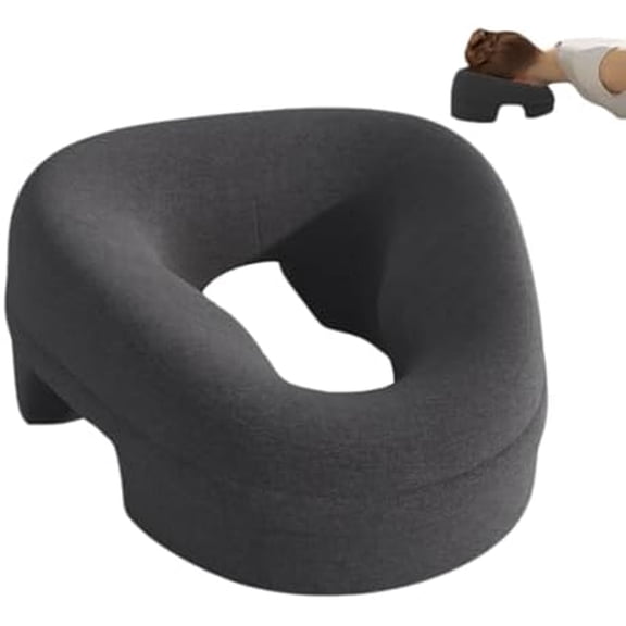 Ergonomic Face Down Memory Foam Pillow for Massage Stomach Sleeping After BBL Eye Surgery with Washable Cover (Dark Grey)$$Bedding