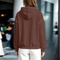 thumbnail image 6 of Trendfront Womens Studded Hoodies Solid Long Sleeve Hooded Sweatshirt Kangaroo Pocket Drop Shoulder Ribbed Casual Pullover Top, 6 of 6