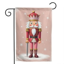 Pink Nutcracker Holiday Polyester Garden Flag 12.5x18 Inch - Double-Sided Xmas Outdoor Yard Decoration