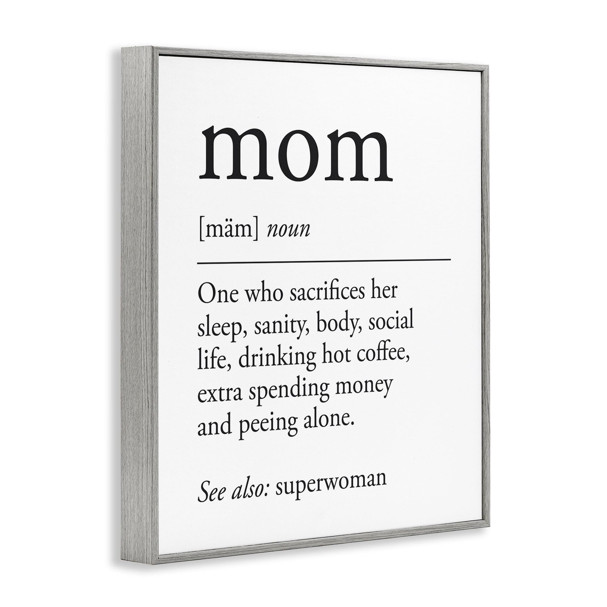 Stupell Industries Mom Definition Sentiment Typography Painting Gray Framed Art Print Wall Art, 11 x 14