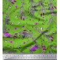 thumbnail image 1 of Soimoi Tissu Vert en Coton Cambrique Insectes, Roses & Feuilles Imprimés au Mètre 42 Pouces de Large, 1 of 3