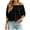 Black, variant on Women Off Shoulder Puff Sleeve Blouse Summer Casual Flowy Loose Top Solid Boho Vacation Beach Travel Holiday Party Cocktail Night Out Elastic Ruffle Neck Khaki M
