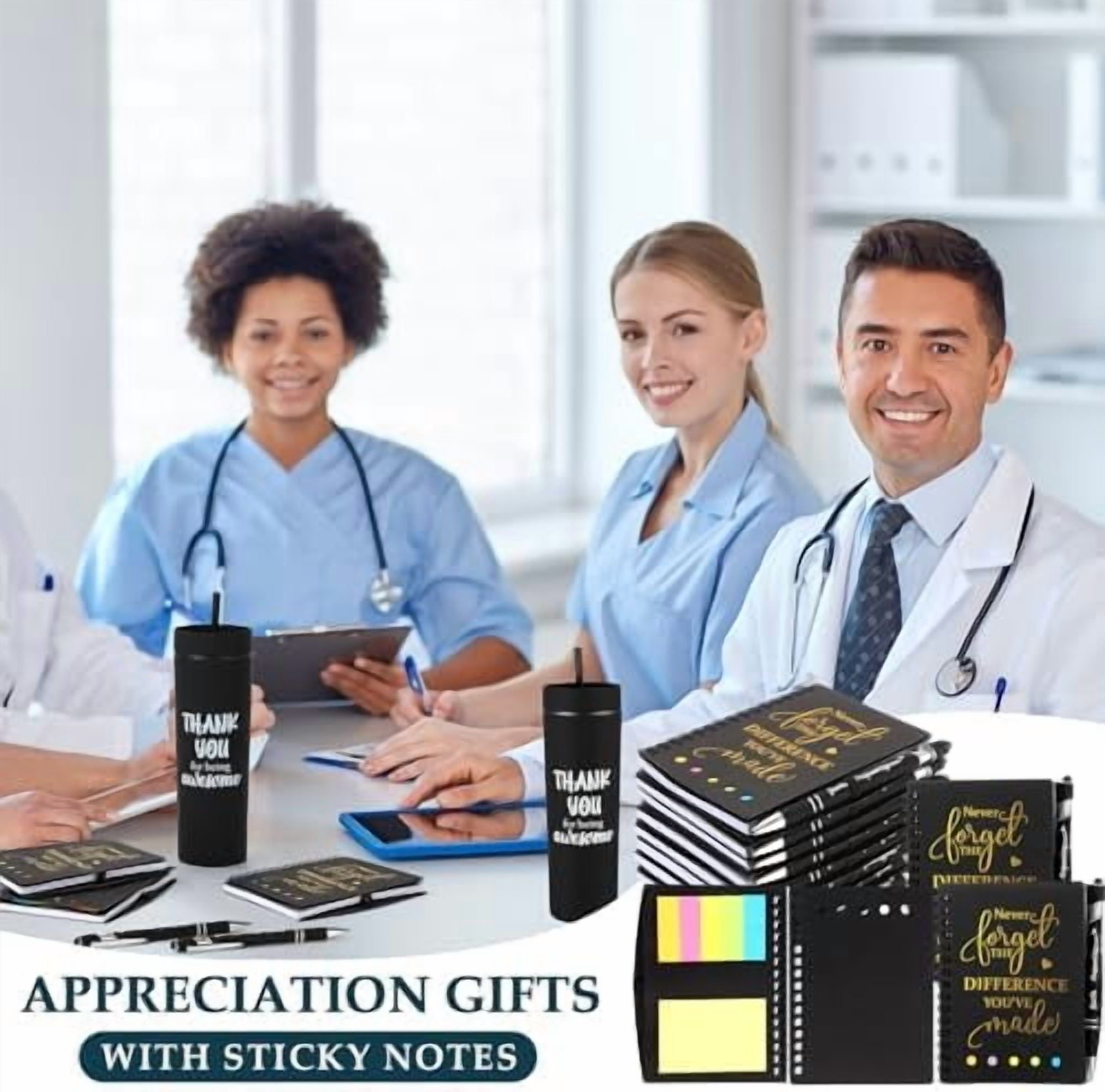 48 Pcs/8 Sets Employee Appreciation Gifts 8 Thank You for Being Awesome Tumblers 8 Inspirational Notebooks 8 Ballpoint Pen 8 Makeup Bags 8 Keychain with 8 Clear Bag for Women Men Coworker