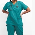 thumbnail image 3 of 2-Piece Suit Summer Short Sleeves Split Female Scrub Overalls Unisex Workwear, 3 of 6