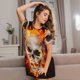 thumbnail image 3 of Fotbe Satanic Skull Bata de Dormir para Mujer con Estampado, Camisón de Algodón de Manga Corta, Ropa de Dormir Casual, 3 of 6