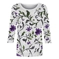 thumbnail image 2 of Cilsoka Summer Blouses for Women 2026, Womens 3/4 Length Sleeve Tops Casual Floral Print Summer Tops for Women Loose Fit Three Quarter Length Sleeve Blouse, Graphic Trendy Tees, 2 of 4