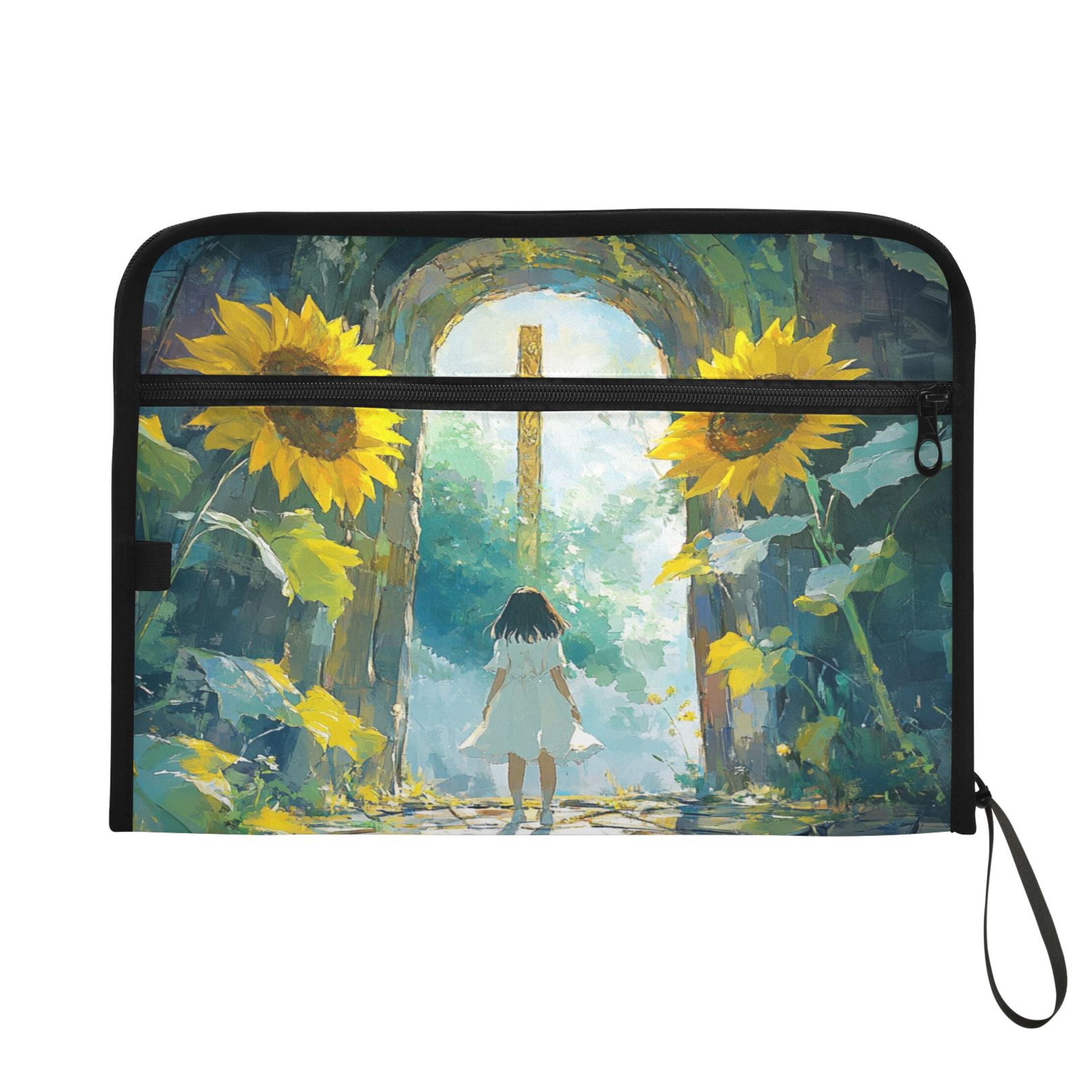 WOBOGO Sunflower Gate Expanding File Folder Letter Size Accordion Filing Organizer 13 Pocket Separate Organ Pocket