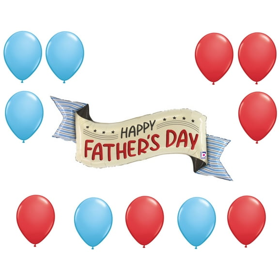 LOONBALLON Father's Day Theme Balloon Set, 51 Inch Father's Day Banner Balloon and 12x latex balllons