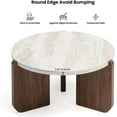 thumbnail image 5 of HOMPUS 31.5" Farmhouse Round Coffee Table, Wooden Coffee Table with Faux Marble Tabletop, Modern Living Room Circle Center Table, End Table for Living Room, Apartment, Easy Assembly (White + Brown), 5 of 16